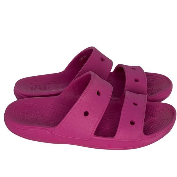 Crocs Slides Hot Pink Size 8 Mens / 10 Womens Beach Summer Vacation Barbiecore - Picture 1 of 8